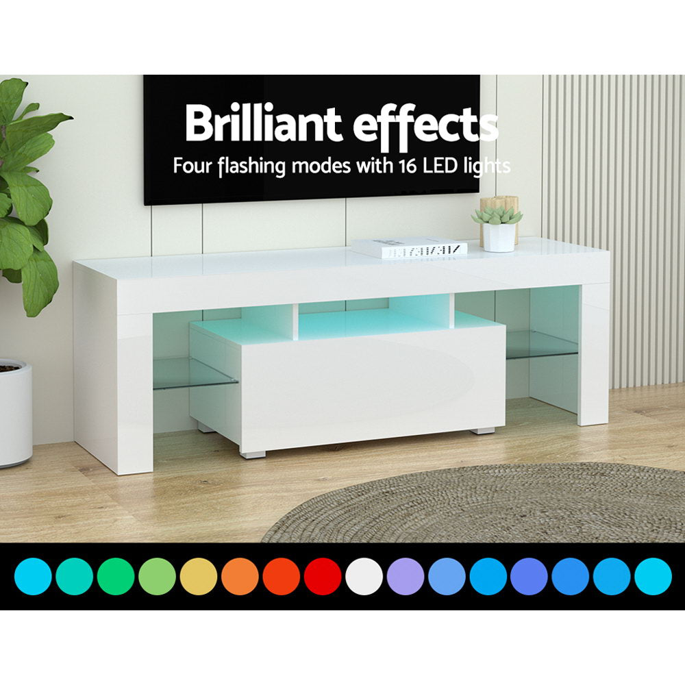 White glossy LED TV unit 130cm brilliant effects four flashing modes with 16 LED colour swatches