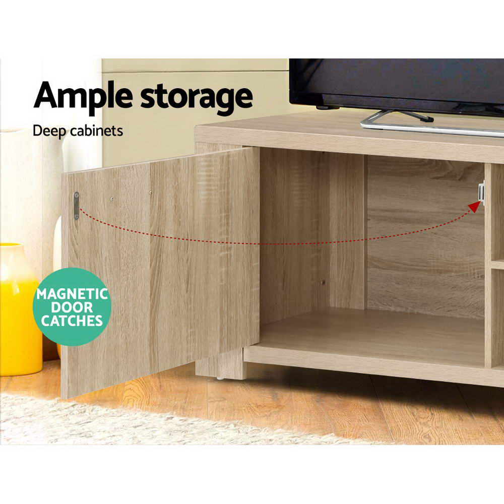 White glossy LED TV unit 200cm 16 LED colours lifestyle in dark grey room with colour swatch strip
