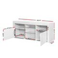 White glossy LED TV unit 160cm dimension diagram 160x60x35cm with internal shelf measurements