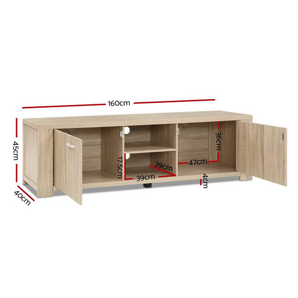 White glossy LED TV unit 200cm angle view on white background with two centre drawers and LED strip