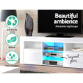 White glossy LED TV unit close-up beautiful ambience eco-friendly natural anti-corrosion tempered glass