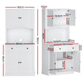White kitchen hutch cabinet dimensions: 80cm wide, 180cm tall with upper doors, arched niche and lower storage section