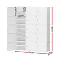 White modular cube shoe cabinet dimensions 158cm height 124cm width 30cm depth with 40cm wide 15cm tier shoe shelves