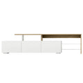 White and oak stepped TV unit dimension diagram 180cm base 150cm top shelf 40cm depth 44cm height