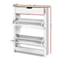 White oak top shoe cabinet dimensions 78cm wide 102.5cm tall 23.5cm deep drawer 14.5cm high tray widths 11.5cm 14cm 31.5cm