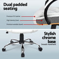 White office chair dual padded seating cross-section showing PU leather foam and wooden board layers
