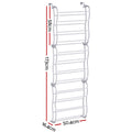 White over-door shoe rack dimensions 173cm height 50.4cm width 16.4cm depth with 58cm per section