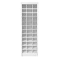 White 24-pair shoe cabinet front view on white background with anti-tip wall clips at top