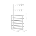 White shoe and hat stand dimensions diagram showing 169.5cm height 60cm width and 25.5cm depth