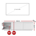 White TV unit 160cm sliding doors dimension diagram 160x40x45cm 10kg shelf 60kg top 51.5cm open bay 70-inch TV