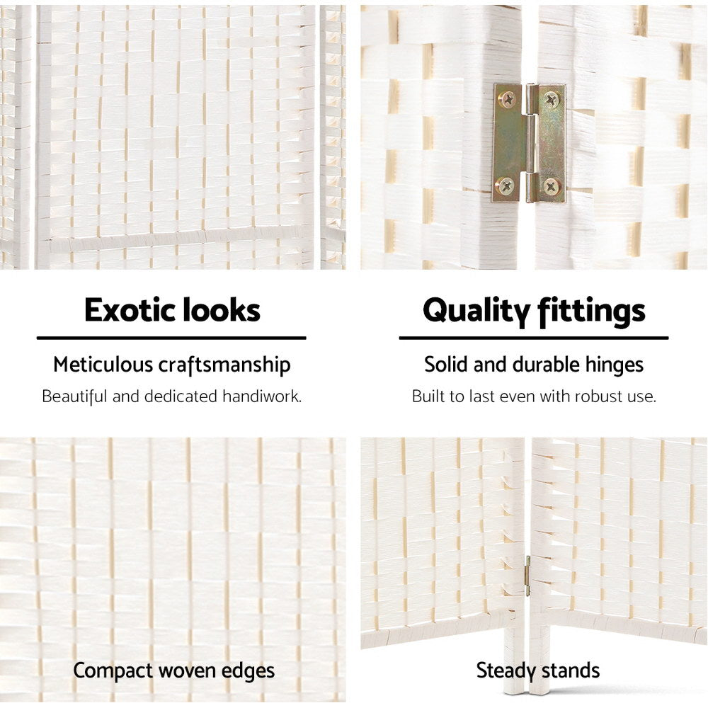 White woven paper rope room divider features white woven texture close-up silver hinge compact woven edges and steady stands