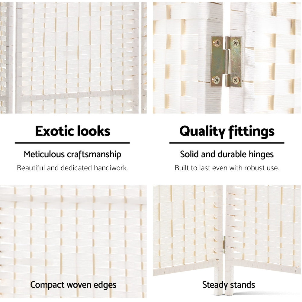 White woven paper rope room divider features white woven texture close-up silver hinge compact woven edges and steady stands