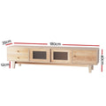 Natural wood TV unit dimensions diagram 180cm wide 35cm deep 40cm tall with 12cm tapered legs